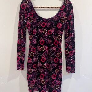 Candie's Pink and Purple Floral Long Sleeve Dress